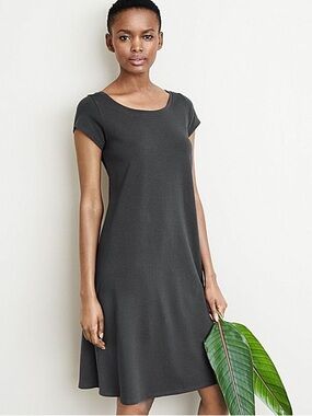 Like New!  Eileen Fisher Organic Cotton Black Crewneck Tshirt Dress - Medium